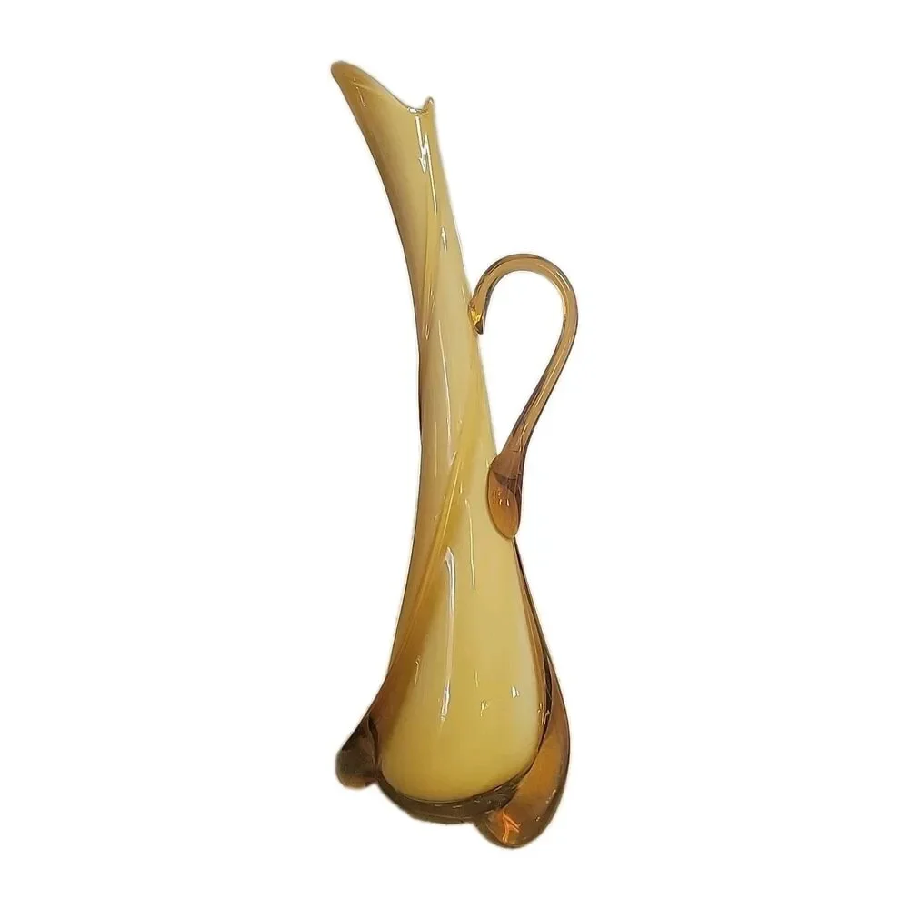 Cristalleria Fratelli Betti Empoli Amber & White Cased Glass Vase — 18.25